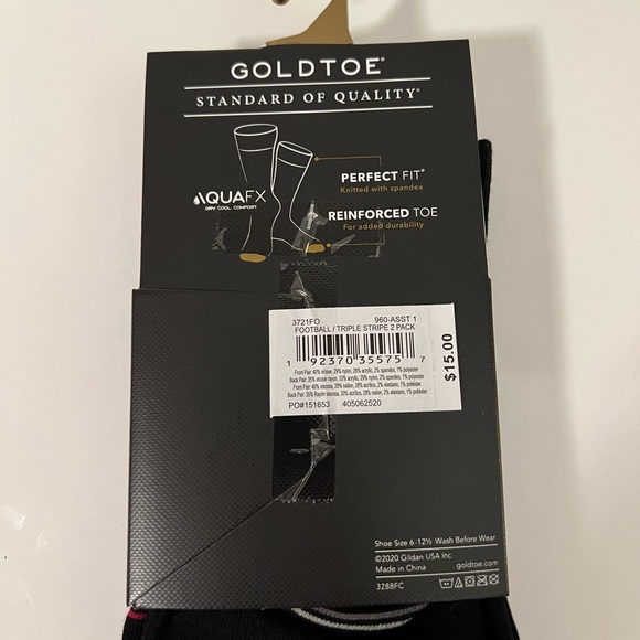 2-Pack Gold Toe Limited Edition Men’s Football and Triple Stripe Socks NWT - Picture 4 of 4